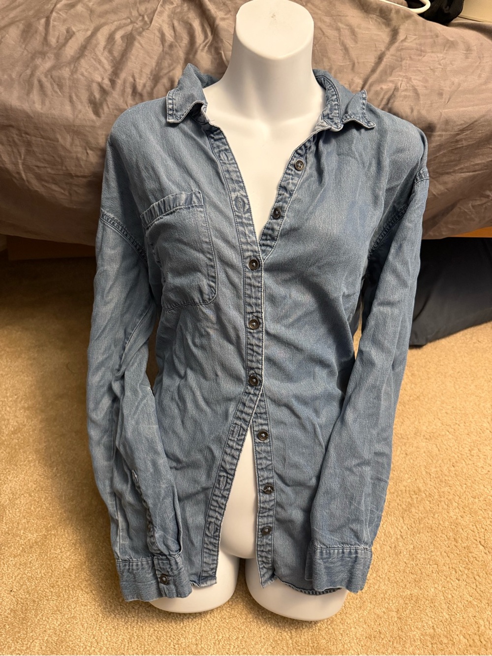 Forever 21 Light Wash Denim Button-Up Shirt